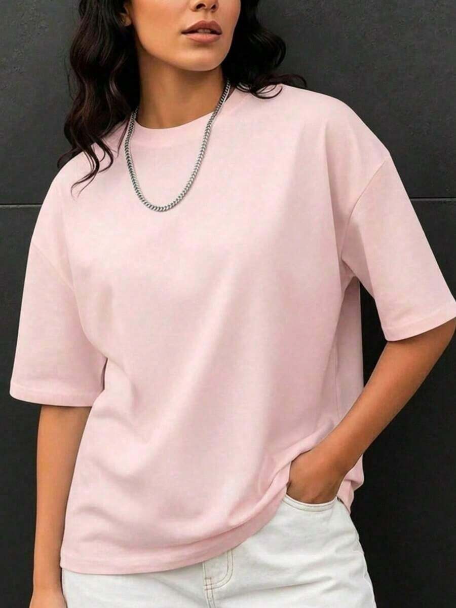 Women's Fashionable Loose Fit Short Sleeve T-Shirt | Exquisite Design | Summer Essential | Easy To Match | Show Off Your Style - 黃色 - View 1