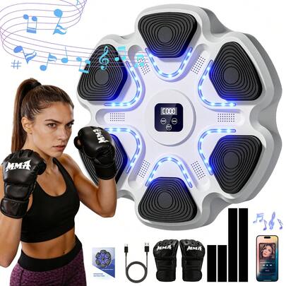 Interactive Punching Bag, Music Boxing Training Device With Boxing Gloves, Wall-Mounted Electronic Punching Target, Suitable For Adults, 9 Modes And 9 Speed Settings