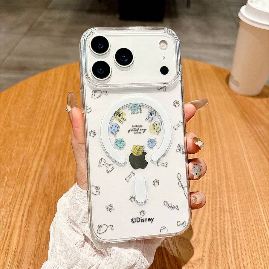 Disney Phone Case – Featuring Cute Cartoon-Style Line Drawings Of Cats And Dogs, Compatible With IPhone 17 Pro, 12 Pro, 14 Pro Max, 16 Pro Max, IP17, 16 Plus, 15 Pro Max, 17e, IP16, 14 Plus, 15 Pro, IP14, 16e, 13 Pro Max, 17 Air, 12, And 11 Pro. A Transparent Acrylic Magnetic Protective Case. - Clear - View 1