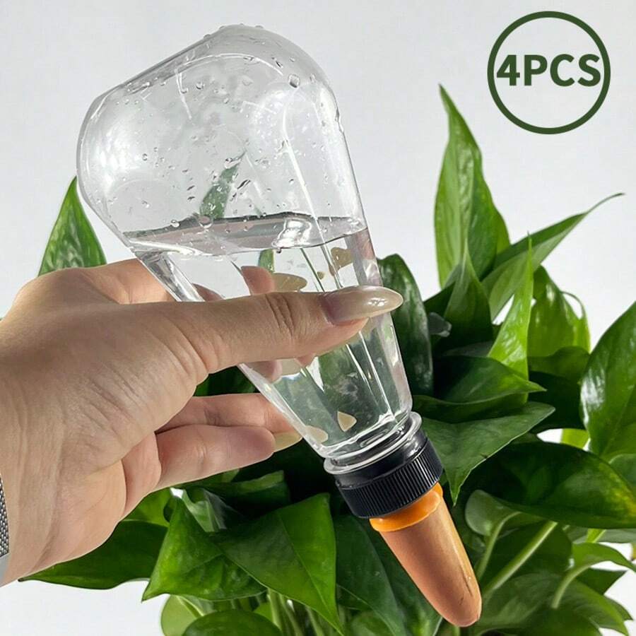 4pcs 500ml Large Capacity Transparent Diamond-Shaped Self-Watering Devices, Ceramic Slow Release Anti-Clogging Watering Tools, Indoor Drip Irrigation Watering System For Potted Plants And Flowers