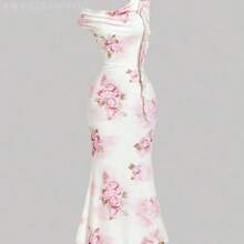 Soqi Women's Clothing Vestido decorativo con flores 3D románticas - Multicolor - Ver 5