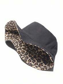 1pc Women's Leopard Print Lightweight Versatile Easy-To-Care-For Face-Slimming Bohemian Outdoor Bucket Hat, Summer New Fashion Minimalist Face-Slimming Animal Print Elegant Street Style Bucket Hat, Comfortable Casual Suitable For Daily Commute, Outings, Gatherings, Shopping, Travel, Vacation And Other Occasions - Multicolor - View 4