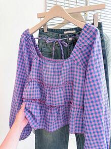 Blusa con volantes en el bajo, nueva llegada de otoño para mujer - Multicolor 3 - Ver 3