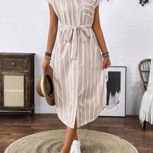 Women Midi Dresses - Apricot - View 5