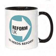 Taza de café de cerámica con temática de protesta británica, con diseño de flecha y eslogan de "Reform UK" - Taza de 11 oz en blanco y negro con declaración política audaz, apta para lavavajillas, regalo ideal para partidarios del Brexit, para oficina y hogar, set multiuso para bebidas frías/calientes. - Negro - Ver 4