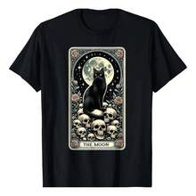 The Moon Tarot Card: Witch, Gothic, Black Cat With A... - 黑色 - 查看 1