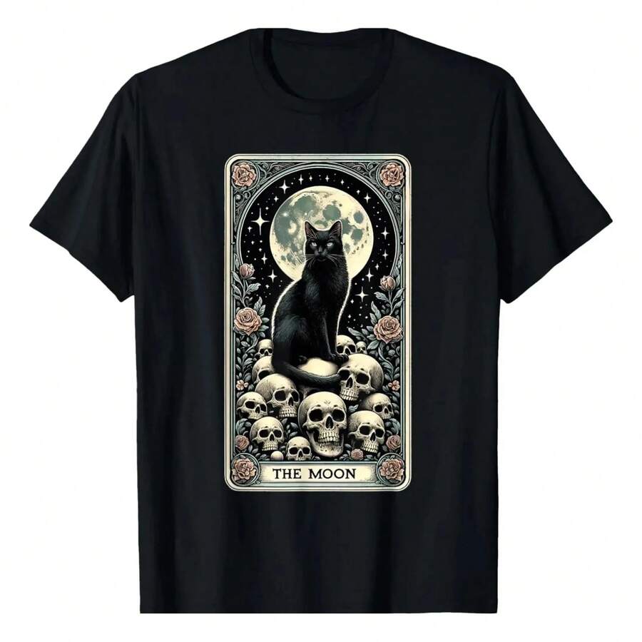The Moon Tarot Card: Witch, Gothic, Black Cat With A... - 黑色 - 查看 1