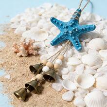 Resin Starfish Wind Chime With Bell - Ocean Theme Home Decor, Outdoor Patio Decoration | Blue Starfish, Wooden Beads, Vintage Metal Bell | Summer, Seaside, Mediterranean, Boho Style Home Decor - Wind Chimes - View 3