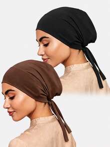 2pcs Women's Headband Hats With Scarf Ties, Suitable For Daily Use - Multicolor - View 6