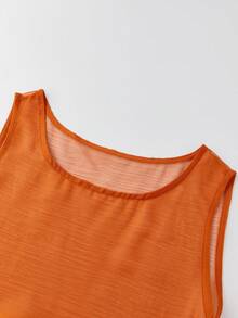Women Sheer Tank Tops Summer Layered Ruffle Sleeveless Shirt Basic Vest Aesthetic Clothes For Streetwear - Orange - View 7
