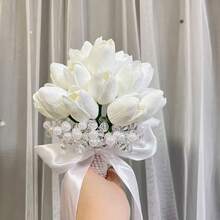 逼真马蹄莲人造花新娘捧花、伴娘捧花、婚礼装饰、摄影道具 - 彩色 - 查看 4