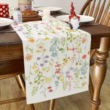 1pc Colorful Wildflower Table Runner, Romantic Floral Decorative Table Runner, Suitable For Indoor Dining, Coffee Table, Kitchen And Outdoor Patio, Spring And Summer Home Decor - Multicolor - View 3