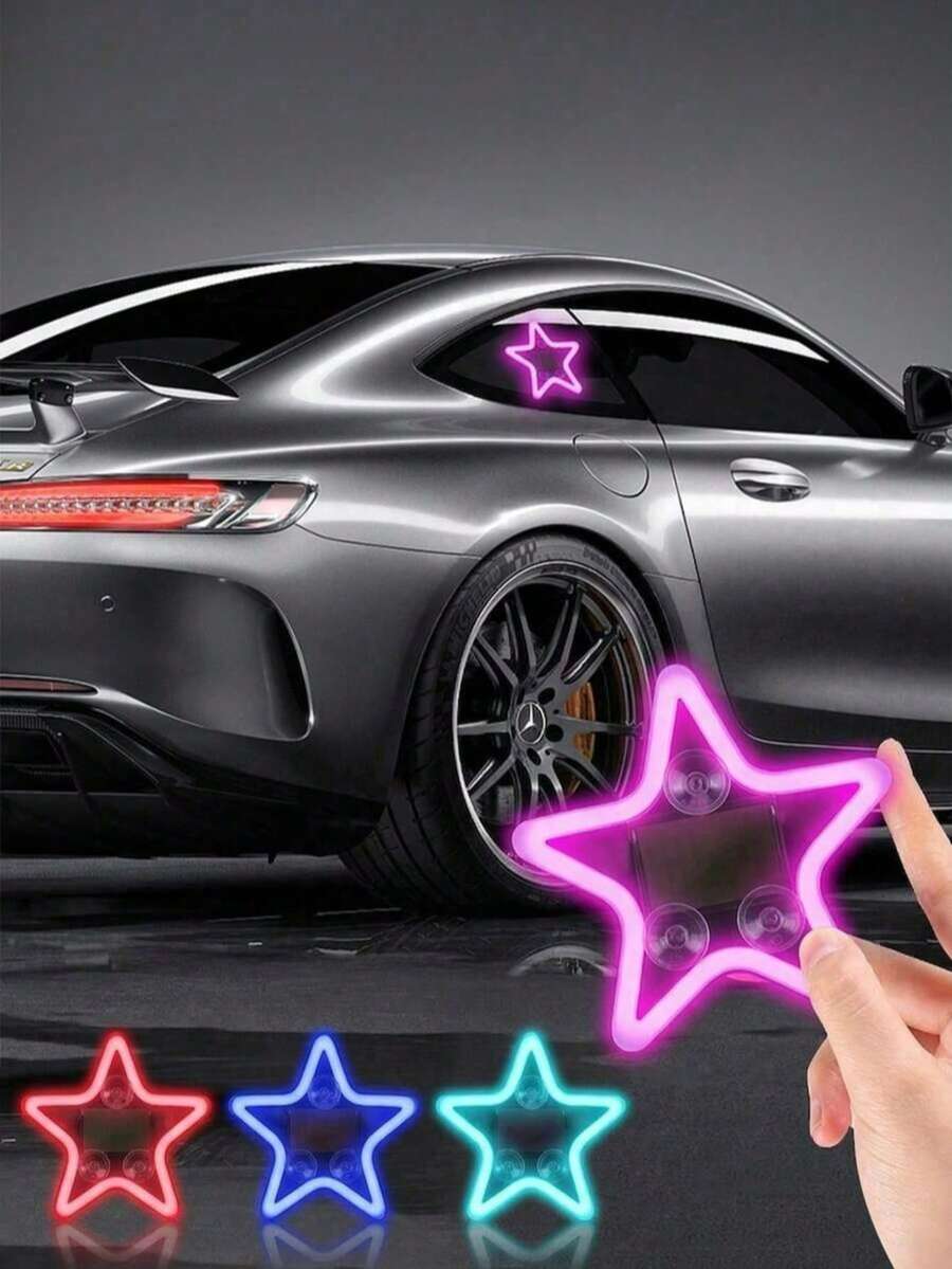 2026新款太陽能車用LED氛圍燈,適合女性車飾,五角星霓虹窗飾燈,自動感應設計,5種燈光模式,浪漫車內裝飾,適合情侶與女性駕駛,送給女性好友、母親節與婚禮季的完美禮物,3.7V/300mAh - 多色 - 查看 1