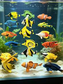 6件/12件/18件熱帶魚塑膠迷你海洋生物模型，小丑魚仿真魚，適合派對小禮物、教室獎勵、派對禮物袋填充物，適用於生日禮物袋、派對填充物、教室獎勵與嘉年華獎品 - 彩色 - 查看 2
