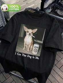 Women's Everyday Chihuahua Dog Fun Text Print Round Neck Short Sleeve Casual Spring Summer Autumn Women's T-Shirt - Black - View 5