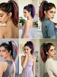This 12-Inch Fluffy Short Ponytail Wig Is Made Of High-Temperature Resistant Synthetic Material. It Is Stylish And Beautiful, Suitable For Everyday Wear, And Can Increase The Volume Of Hair. It Is Also Suitable For Various Festive Occasions. - Multicolor - View 7