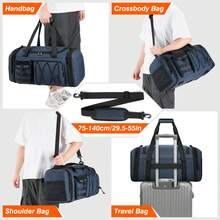 Borsa sportiva impermeabile da uomo da 40 litri con scomparto per scarpe, scomparto per indumenti bagnati, borsa da viaggio espandibile, borsa da palestra da donna, borsa sportiva per fitness, nuoto, viaggi, weekend, nera - Blu - Visualizzare 7