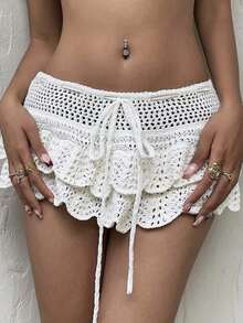 Falda de Playa Estilo Ola Oceánica  para Mujer - Blanco - Ver 1