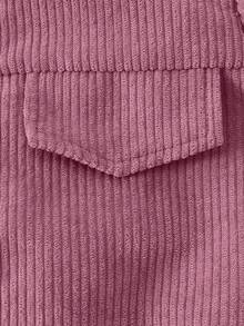 Set de 2 piezas de chaqueta y pantalones de pana suave y cómoda de unicolor para niñas, adecuado para uso al aire libre en otoño/invierno - Rosa - Ver 5