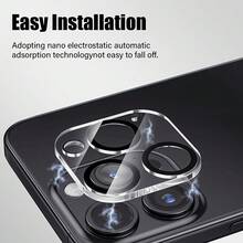 5 Packs Tempered Glass Camera Lens Protector, Anti-Scratch Anti-Drop HD Clear Lens Guard Compatible With IPhone 17/16/15/14/13/12/11 Pro Max/16 Pro/16 Plus/16e/17 Air/17 Pro/17 Pro Max, Full Coverage Camera Protector Film - Clear - View 4