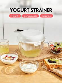 Meoky Greek Yogurt Strainer With Lid, Large Capacity Round Yogurt Filter Container, Whey Separator For Homemade Greek Yogurt And Soft Cheese, Reusable Food Strainer For Refrigerator Kitchen And Daily Use - View 3