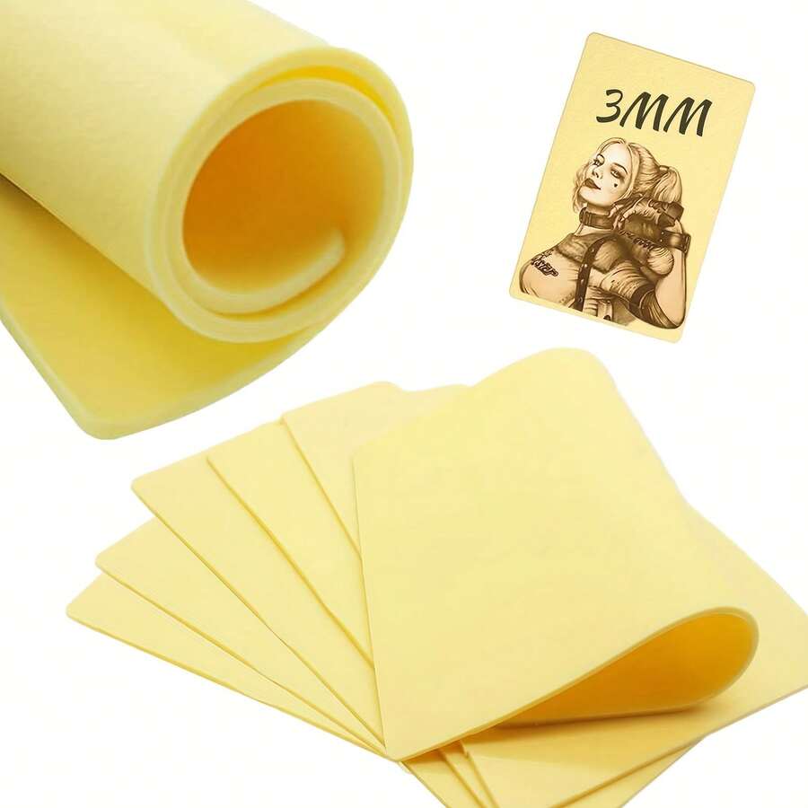 Da tập xăm giả A4 dày 3mm, da xăm giả hai mặt, chống nước, phù hợp cho những người đam mê xăm và nghệ sĩ xăm chuyên nghiệp để luyện tập vẽ đường, đánh bóng và các mẫu khác nhau, vật tư xăm tạm thời - Màu vàng - Xem 1
