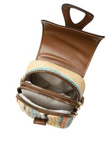 Women's New Fashion Woven Versatile Straw Bag, Large Capacity Crossbody Bag With Detachable Adjustable Shoulder Strap - Brown - View 10