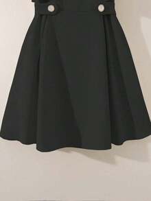 Vestido corto elegante y romántico para vacaciones, trabajo y uso diario - Negro - Ver 3