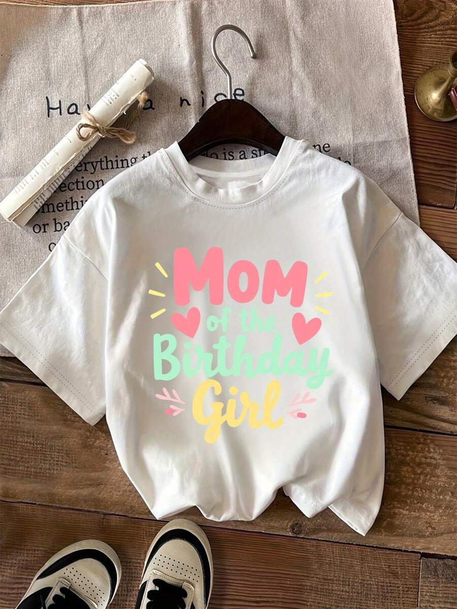 Camiseta de manga corta con estampado para la mamá del cumpleaños - Blanco - Ver 1