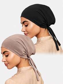 2pcs Women's Headband Hats With Scarf Ties, Suitable For Daily Use - Multicolor - View 11