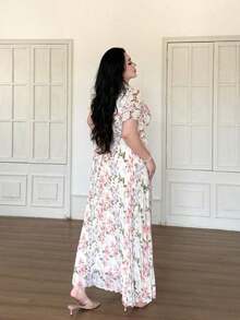 Vibekara Vestido corto con volantes de manga corta para vacaciones - Albaricoque - Ver 2