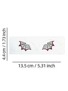 6張巫女哥德風蜘蛛網臉部與眼睛臨時紋身貼紙，紅色邊框蜘蛛網、哥德風蜘蛛與星星蝙蝠翅膀貼紙，防水自黏長效，吸血鬼暗黑學院風，萬聖節、電音派對配件 - 黑色 - 查看 7