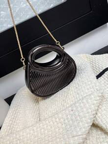 Tas Mini Akrilik Baru, Tas Malam Modis dengan Tali Rantai, Tas Bahu & Selempang - Hitam - View 8