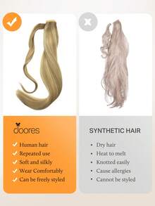 DOORES Extensiones de Coleta Invisible de Cabello Humano Remy 100% con Clips - Liso 14-22 Pulgadas, 75-90g, Apariencia Natural Suave, Fácil de Instalar, Regalo Perfecto para Esposa o Amiga - S16/22A - Ver 5