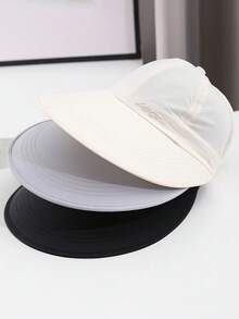 1pc Women's Wide Brim Sun Hat, Outdoor Foldable Baseball Cap With Ponytail Hole, Suitable For Men And Women, Summer Beach - Multicolor - View 9