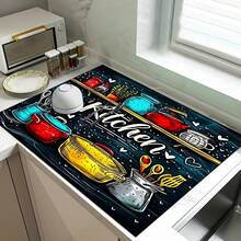 1 buah Alas Pengeringan Piring Penyerap Bermotif Dapur, Alas Penyerap Meja Mesin Espresso, Alas Saluran Pembuangan Wastafel, Alas Penyerap Keran Lembut, Alas Cangkir Wastafel, Aksesoris Dapur & Kamar Mandi - MultiWarna - View 6