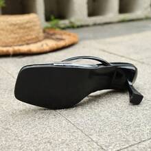 Women's White Transparent Square Toe Slip-On Mule Sandals, Black Elegant Party High Heel Sandals For Summer - Black - View 8