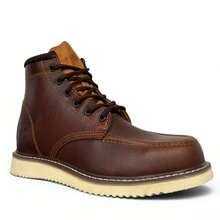 Leather Work Boot, Welt Stitching, Heavy Duty Padded Sole - Brown - View 7