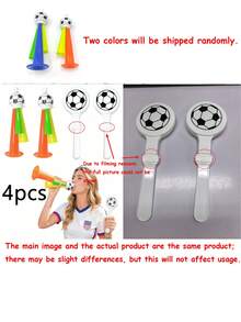 1/2/4pcs Football Fan Cheering Set, Football Horn And Clapper Noise Maker, Suitable For Sports Events, Birthday Parties And Team Spirit, Portable And Lightweight, Football Match Decor, Photo Props, Party Supplies - Multicolor - View 3