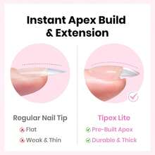 Beetles 512Pcs 16 Sizes Tipex Lite Instant Apex Nail Tips, Short Almond, Pre-Building Pre-Etched Acrylic Tips For Flat And Natural Nail Beds - Tipex Lite-Almond Short 512pcs - 查看 3