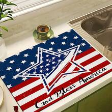 1pc Patriotic Pattern Printed Absorbent Dish Drying Mat, Espresso Machine Countertop Absorbent Mat, Sink Drain Mat, Soft Faucet Absorbent Mat, Sink Cup Mat, Kitchen & Bathroom Accessories - Multicolor - View 10