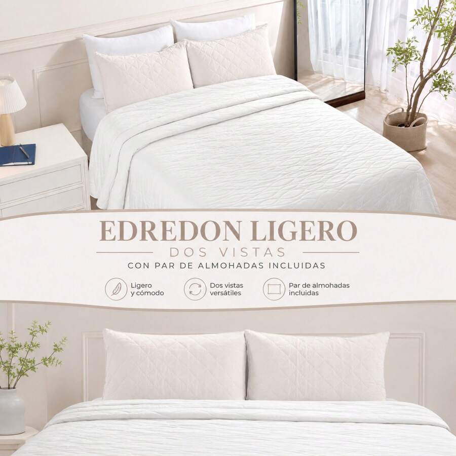 Novo Lightweight Reversible Comforter + 2 Free Pillows – Comfort And Style In One Combo BEAUTTY HOME - White - View 1