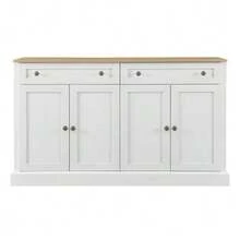 Large Sideboard With 4 Doors And 2 Drawers, Modern Storage Unit For Dining Room And Living Room, 150 X 40 X 86 Cm (L/W/H) – (Antique White) - 自然色 - 查看 7