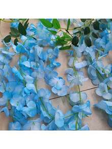 1pc 10 Stems 190cm/74.8in Artificial Wisteria Vine Garland In Blue, Purple, White, Pink, Yellow, Suitable For Wedding Arch, Party, Garden, Home Decor, Holiday Gift. Wedding Decoration, Beautiful Room Decor, Home Decor, Valentine's Day, Birthday, Graduation Gift - Baby Blue - View 3
