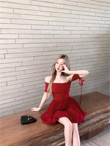 Women Midi Dresses - Red - View 5