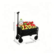 INBRAVE Portable 30" Collapsible Wagon Cart, Heavy Duty Folding Utility Wagon With 360lbs Load, All-Terrain Wheels For Camping, Beach, Garden & Grocery Shopping - 黑色 - 查看 7
