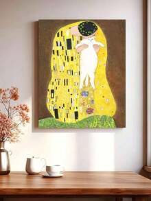 1pc Kissing Cat Digital Oil Painting DIY Handmade Kit, Home Wall Decor, Canvas Oil Painting Decoration, Birthday, Party And Holiday Gift, Includes Brushes And Paints - 40*50cm - View 4
