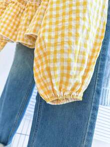 Blusa con volantes en el bajo, nueva llegada de otoño para mujer - Amarillo - Ver 8