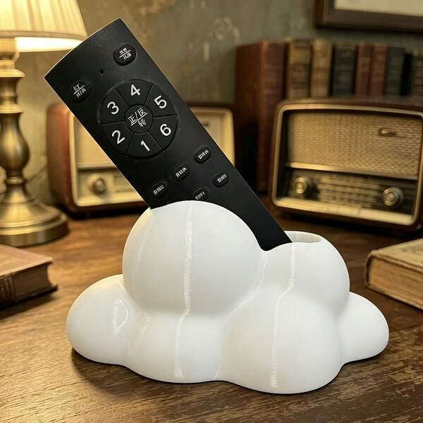 1 stk. sød skyformet opbevaringsboks til fjernbetjeninger - sort og hvidt moderne design, velegnet til opbevaring af fjernbetjeninger til TV, DVD, Blu-Ray og lydsystem