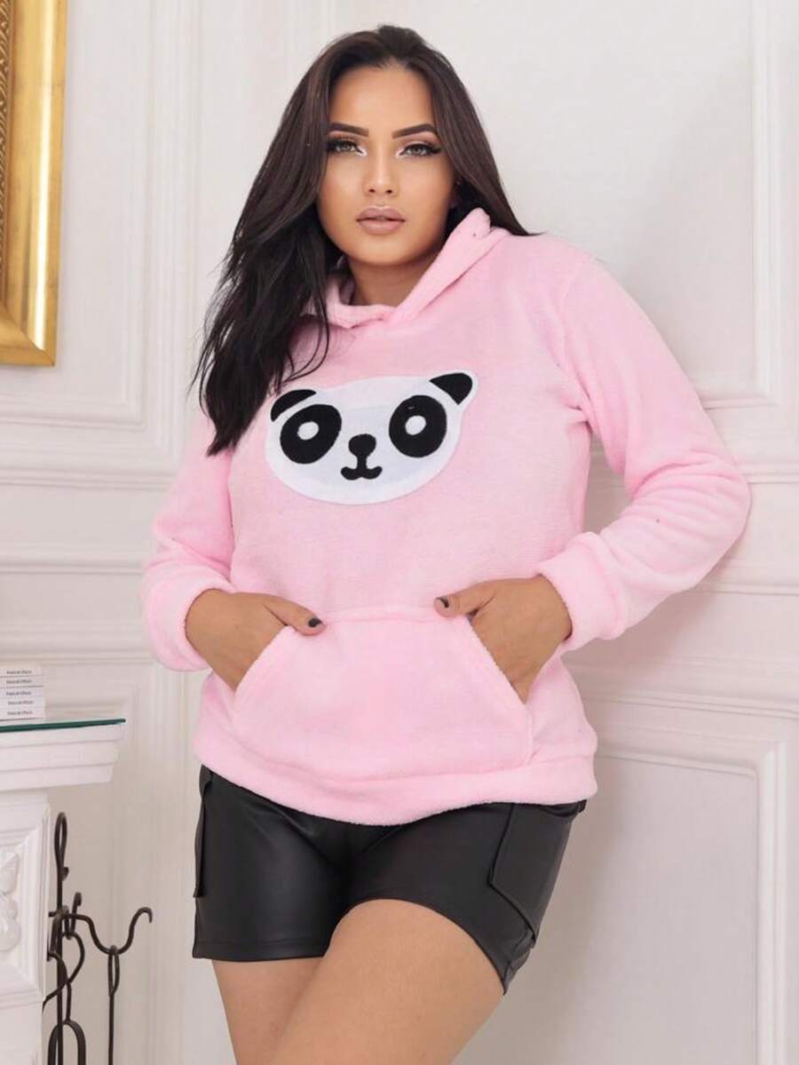 Women's Warm Panda Winter Sweater - 淺粉色 - 查看 1